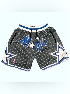 Vintage Y2K Just Don Orlando Magic NBA 1992 - 1993 Mesh Shorts Grey Blue Medium